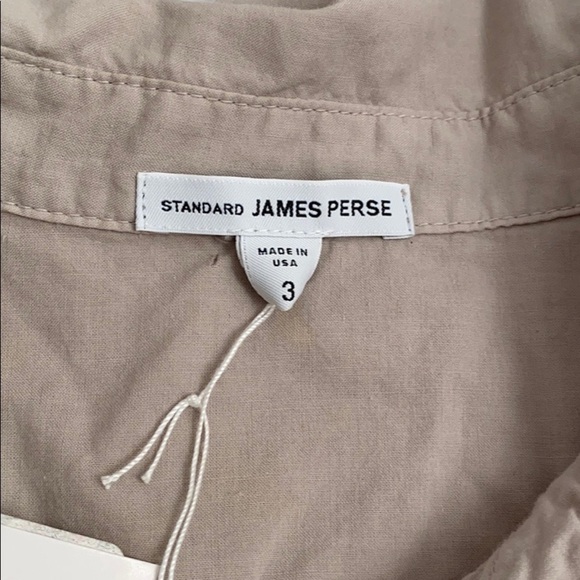 James Perse Clean Contrast Panel beige fitted button down shirt - Picture 8 of 9